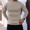 Herr t-skjortor män vinterskjorta topp fast färg långärmad lätt svett-absorption snabb torr smal passform tröja