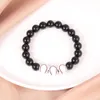 Nouveau acrylique numérique 8 volley-ball basket-ball sport Bracelet hommes Imitation obsidienne noir perle Bracelets élastique réglable bijoux charmes Pulseras en gros