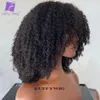Syntetiska peruker Short Afro Kinky Curly Wig With Bangs Human Hair Scalp Top Full Machine Made Wig Remy Brasilian Afro Curly Wig Fringe 200Density 231012