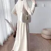 الفساتين غير الرسمية صلبة أنيقة لباس متبكّة فستان النساء الخريف الشتاء الخامس