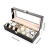 Jewelry Boxes Gorgeous 6 Slot PU Leather Watch Box Display Holder Watch Jewelry Storage Box with Glass Lid More Fast to Find Treasure 231011