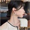 Boucles d'oreilles élégantes en métal et perles pour femmes, bijoux à la mode, de luxe, pour fête de mariage, pour filles, Dhgarden Otgg3