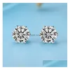 Stud 6Mm Cz Zircon Stud Earrings Engagement/Wedding Jewelry For Women Top Quality Jewelry Earrings Dhg0X