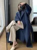 Kvinnors ull blandar JMPRS Vinter Woolen Long Coat Casual Women Double Breasted Faux Jacket Fall Fashion Korean Ladies Black Clothes 231011