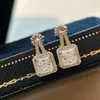 Stud Earrings High Quality 925 Sterling Silver Square Four Claw Pagoda Cutting Ear Studs For Women Luxury Fine Jewelry