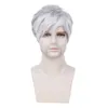 Cosplay Perruques Gres Hommes Blanc Gris Ombre Perruques Style De Mode Respirant Homme Cheveux Synthétiques Naturel Court Perruque Haute Température Fiber 231011