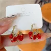 Stud Earrings Girls Romantic Rose Women Charming Birthday Red Velvet Gift Flower Jewelry Ear Hoop Party Accessories