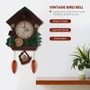 Wall Clocks House Shape 8 Inches Clock Cuckoo Vintage Bird Bell Timer Living Room Pendulum Craft Art Home Decor