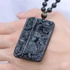 QIANXU Black Obsidian Buddha Necklace Pendant Guan Yun Dragon Jade Pendant Jade Jewelry Fine Jewelry S18101308207m