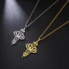 Pendant Necklaces Lotus Flower Unalome Necklace Fashion Hippie Yoga Symbol Stainless Steel Jewelry