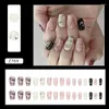 False Nails 24Pcs/Set Nail French Pink Rhinestone Fake Tips Full Cover Acrylic Decoration For Tip Beauty