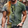 Homens camisetas 2023 Casual T-shirt Bandeira 3D Impressão Moda Verão Redondo Pescoço Cool Super Muscle Street Roupas