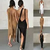 Casual Dresses Women Sexy Backless Dress Bodycon Sleeveless Open Back Maxi Going Out Elegant Ladies Tuxedo Fitted