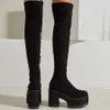 Botas Primavera Outono Europeu América Estilo Slim Super Salto Alto Plataforma Stretch Tecido Mulheres Sobre-o Joelho Longo Botas Modernas 231011