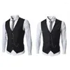 Kamizelki męskie 2023 Metalowa łańcuch Slim Fit Business Casual Vest Suit Gothic Steampunk Medieval Style Veck