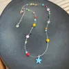 Pendant Necklaces Korean Colorful Beaded Star Necklace For Women Simple Fishing Line Clavicle Chain Beach Y2K Jewelry Gifts