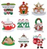 Décoration de Noël DIY Ornements Anniversaires Fête Cadeau Produit Personnalisé Famille De 4 Ornement Pandémie Résine Accessoires avec Rouge 12 LL