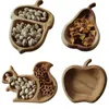 Assiettes grande capacité écureuil Snack plateau en bois dessin animé bonbons noix plateaux en forme décoratif poire fruits stockage