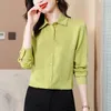 Shirt for Woman Designer Long Sleeve Satin Pink Button Up Shirts Autumn Winter Jacquard Runway Silk Blouse 2023 Office Ladies Classic Lapel Formal Tops Plus Size