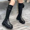 Bottes de Combat au dessus du genou, bottines de moto, chaussures de styliste pour femmes, mode