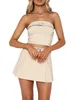 Two Piece Dress Women s Sleeveless Off Shoulder Crop Top and High Waist Wrap Skirt Set with Belt Solid Color Outfit for a Stylish