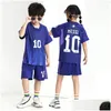 Conjuntos / ternos bebê crianças kit de futebol fãs versão jogador jerseys meninos kits homens mulheres camisa de futebol crianças roupas de verão sets321f bebê otrq1