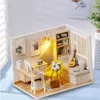 Doll House Accessories 3D Wooden Miniaturas Dollhouse Toys DIY Hut Study Room Kit Princess for Birthday Presents Decor 231012