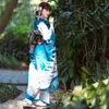 Etniska kläder vintage japansk traditionell furisode yukata kimono med obi eleganta kvinnor cosplay kostym geisha scenklänning