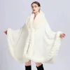 Xales elegante imitação de pele de coelho capa mulheres roupas de inverno grosso quente poncho feminino moda cardigan xale manto solto casacos longos 231012