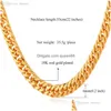 Chaînes Whold Chaîne Collier Hommes 18K Timbre Véritable Plaqué Or 6mm 55cm 22Quot Colliers Classique Curb Cubain Hip Hop 5387287 Bijoux Collier Dh06F