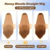 Perruques synthétiques Lace Front Wigs longue gingembre droite miel blond pour femmes résistant à la chaleur synthétique naturel délié avec cheveux de bébé 230227