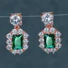 Clip-on a vite sul retro di lusso femminile cristallo verde orecchini a clip fascino oro rosa argento per le donne blu rosso zircone pietra matrimonio203F