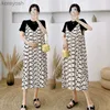 Maternity Dresses Maternity Dresses Summer Fashion Clothing Wear 2023 Loose Short-sleeved Pregnancy Skirt Fake Two-piece Dress for Pregnant WomenL231012