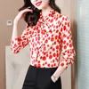 Shirt for Woman Designer Long Sleeve Satin Pink Button Up Shirts Autumn Winter Jacquard Runway Silk Blouse 2023 Office Ladies Classic Lapel Formal Tops Plus Size