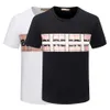 T-shirt da uomo stilista in bianco e nero a righe scozzesi moda casual 100% cotone antirughe sottile stampa di lettere Larg260v