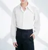 Men's Casual Shirts Slim Long Sleeve Shirt For Men Non-ironing Large Collar Solid Color Plus Size