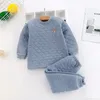 Pyjamas vinterpyjamas för barnkläder passar Tre lager Bomull Toddler Boys Barn Kläder Girl Thermal Underwearpant Sleepwear 231012