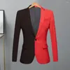 Męskie garnitury Patchwork Contrast Kolor Kolor Płaszcz Men Kurtka Slim Fit Lapel z długim rękawem dla