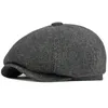 BERETS HT3336秋の冬のキャップ帽子厚い温かい男性ベレーベレーキャップオスのヴィンテージウールベレー帽子父親の祖父アイビーオクタゴンSBOYフラットキャップ231012