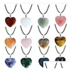 Pendant Necklaces Charms Natural Stone Gemstone Pendant Necklace Heart Shape Crystal Quartz Turquoise Charm For Women Men Girl Necklac Dhllv