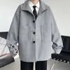 Misto lana da uomo Cappotto invernale di lana ispessita da uomo Tasca calda Giacca spessa Uomo Streetwear Coreano allentato corto oversize 231011