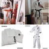 Beschermende uitrusting Beschermende uitrusting Hoge kwaliteit Kyokushinkagbok 12Oz 100% katoenen canvas Karate Uniform Kimono Gi-doek voor kinderen Adt White Dhtcz