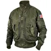 Herrjackor män Taktisk militär stor fickpilot Baseball Air Force Coat Armegreen Bomber Jacket Standcollar Motorcykel Outwear 231011