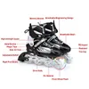 Inline Roller Skates Adjustable size inline skates suitable for children boys girls PU flash 4wheel skateboard childrens sports shoes 231011