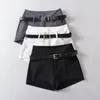 Shorts femininos casuais uma linha mulheres verão meninas design fino cintura alta retro básico preto all-match trendy females2023