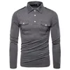 T-shirts pour hommes gris homme à manches longues T-shirt solide en coton t-shirts décontractés