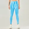 Pantalones de yoga teñidos con lazo para mujer, medias deportivas sin costuras de cintura alta color melocotón y cadera