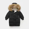 Down Coat Kids Thicken Warm Boys Winter Real Fur Hooded Long Parkas Girls Cotton Jackets Outerwears Teen Children Clothing 231012