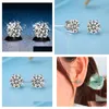 Stud 6Mm Cz Zircon Stud Earrings Engagement/Wedding Jewelry For Women Top Quality Jewelry Earrings Dhg0X