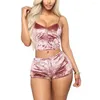 Kvinnors sömnkläder Kvinnor Sexig underkläder Set Oil Shiny Nightwear Super Soft Short Sleeveless Crop Tops Solid Shorts Pyjamas Casual Wear